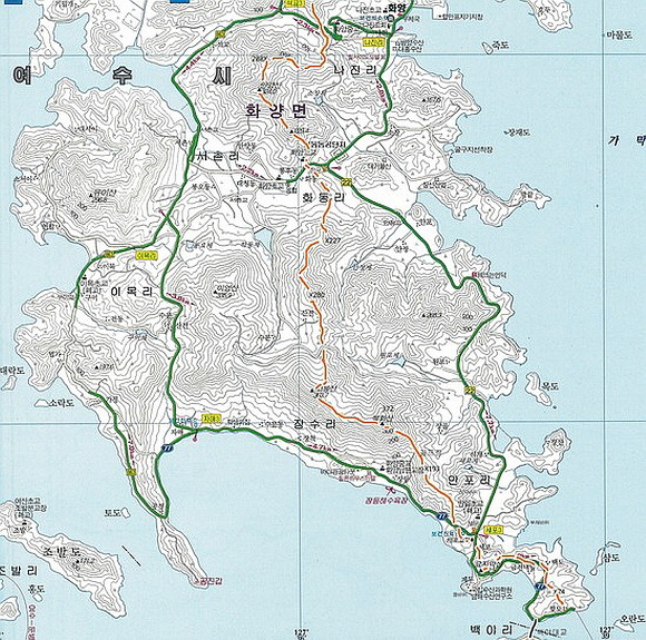 여수지맥 (麗水枝脈)의 개념과 지도