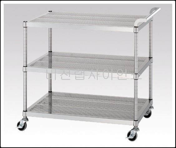클린룸펀칭카트(선반 3단, 가이드 없음,CLEANROOM UTILITY CARTS PUNCHED SUS