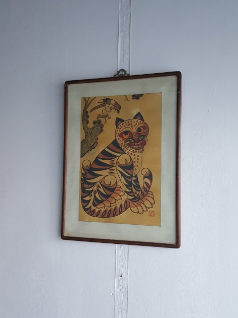 새해 기쁜소식을 전해주는 까치호랑이 그림
