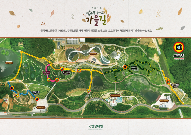 2018 함께걸어요. 가을길 - 물억새길, 들풀길, 수크렁길, 구절초길을 따라 가을의 정취를 느껴보고, 포토존에서 국립생태원의 가을을 담아 보세요.